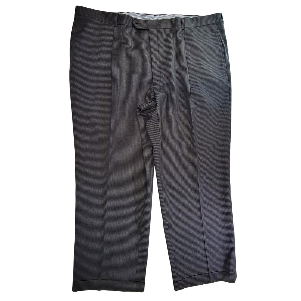 Tommy Hilfiger Mens Striped Dress Pants Flat Front Classic Fit Gray Size 42x30